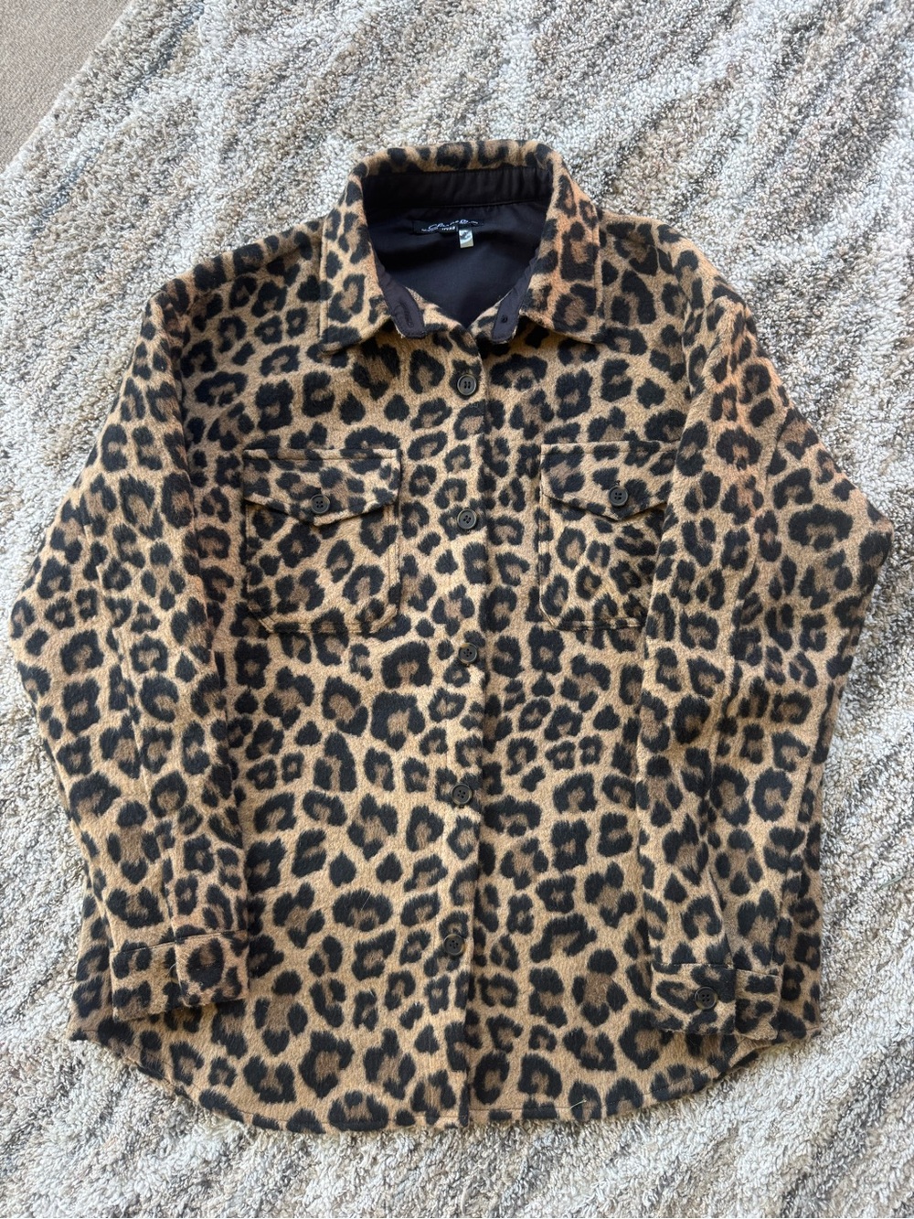 Charlie B Leopard Print Soft Shacket | Oversized Button-Up Jacket Size XS